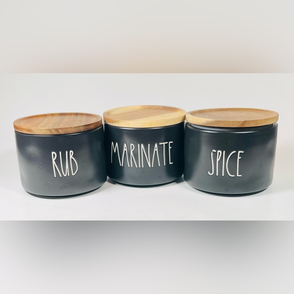 RAE DUNN artisan collection by Magenta SPICE/RUB/MARINATE Stack Canisters w/lids